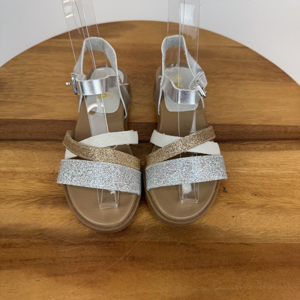 New NWOB Little Kids Mia Calee Metallic Leather Glitter Strappy Sandals Size 12